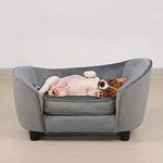 Pet Bed Sofa, Velvet Pet Couch with Removeable Washable Cushion for Small Dogs Cats (Light gray)