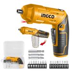 INGCO 4V Electric Cordless Screwdriver, Rechargeable Power Drill Driver Set, 4N.m Max Torque, 240RPM, Packed by tool box