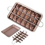 Blkthun Brownie BakingTray with Dividers Brownie Pan - Non-Stick Carbon Steel Bakeware with 18 Pre-Slice, Brownie Tin Oven Baking Tray. 30 X 20 X 5 cm