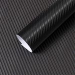 SUPERFAB™ 3D Black Carbon Fiber Vinyl Wrap Adhesive Sheet Roll Vinyl Sticker Tape for Cars Auto and Motorcycle DIY, Decoration Crafts Size 12 X 48 Inches