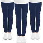 JOCMIC 3 Pack Girls Leggings Full Length Toddler Leggings Stretchy Tights Pants Navy, 5-6 Years, Tag 110