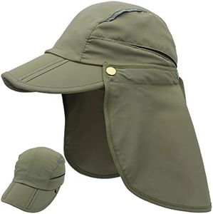 Huakunda Men Women Sun Hat with Neck Detachable Multi-Purpose Summer Baseball Cap UPF50+ Outdoor Hat Protection Breathable UV (AU, Alpha, Large, Army Green)