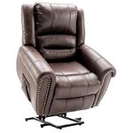 BTM Large Power Lift Recliner Chairs with Massage and Heat for Elderly Big People, Massage Chair Heavy Duty Electric Faux Leather Reclining Chairs with USB Port and 2 Side Pockets