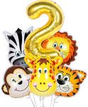 Atpata Funky Two Wild Jungle Animal Safari Theme Foil Balloons for unisex 2 Years Old / 2nd Birthday Party