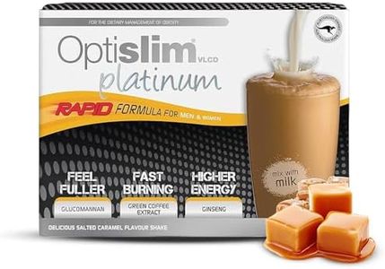 Optislim VLCD Platinum Shake, Meal Replacement, Formulated for Accelerated Weight Loss, with 10g High Protein and Ginseng, 25 Vitamins and Minerals Per Serving - Salted Caramel Flavour - 21 x 25g Sachet