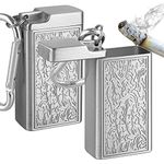 Linkidea 2 Pack Metal Ashtray with Lid, Small Outdoor Portable Cigarettes Cigars Ashtray for Travelling, Camping, Picnic, Indoor Auto, Home, Sand, Car, Patio (Silver)