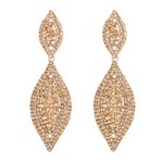 EVER FAITH Champagne Color Earrings Sparkly Crystal Drop Earrings for Women Teardrop Statement Dangle Pierced Earrings Costume Jewellery Rose Gold-Tone