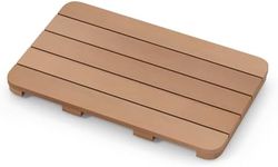 RELAX4LIFE Non Slip Bath Mat, Waterproof HIPS Shower Mat, Slatted Design Spa Floor Mat for Bathroom Bathtub Doorway Poolside, No-Maintenance (55 x 34 x 4.5cm, Brown)