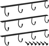 INDIAN DECOR. 38478 Under Cabinet Coffee Mug Holder, Metal Mug Cup Hook Iron Hanging Mug Rack Under Shelf Coffee Cup Holders Mug Organizer Rack for Mugs, Coffee Cups (Black, 3)