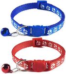 Tafeiya 2x Safety Cat Collars Quick Release with Bell,Adjustable 20-32cm Suitable for all Domestic Cats (Blue/Red)