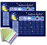 kids2learn Children's Bedtime Routine Chart Reward Chart for Sleep Training Twin Pack (2 x Dark Blue) for boys girls toddlers With 270 Star Reward Stickers Included