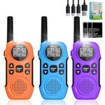 Walkie Talkies for Kids Long Range,NXGKET Rechargeable Walky Talky Radio 3 Pack With Built-In Batteries,Kids Toys for 3-12 Years Old,VOX 16 Channels Usb Type-C Cable For Outdoor Camping Hiking