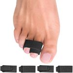 ZenToes Reusable Fabric Buddy Wraps for Broken Toes, Hammertoe Straightener, 4 Count (Original, Black)