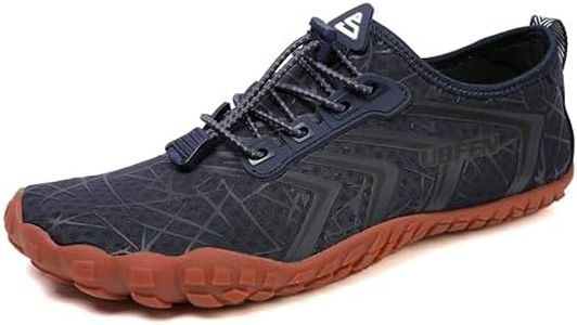 UBFEN Water Shoes Aqua Swim Shoes Mens Womens Beach Sports Quick Dry Barefoot for Boating Fishing Diving Surfing Blue Brown Color Size US 7 Women 6 Men