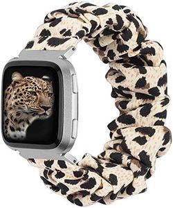 TOYOUTHS Scrunchie Bands Compatible with Fitbit Versa/Versa 2/Versa Lite Special Edition Women and Men Elastic Stretch Fabric Strap Pattern Replacement Bracelet Wristband Accessories(Leopard, Large)