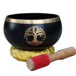 The Healing Store 4" Singing Bowl | Tibetan Prayer Instrument With Wooden Stick | Meditation Bowl | Music Therapy | Buddhist Prayer Instruments (BLACK TREE)