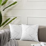 GIGIZAZA Cushion Covers 16x16 Inch Decorative Square White Throw Pillow Cases 40x40 cm for Bedroom Sofa Living room,Set of 2