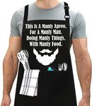 LINEN CLOSET® Manly Man Apron for Men Funny Aprons Grilling Bbq Aprons Kitchen Cooking Gift Apron with 2 Front Pockets-Manly Man Apron