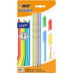 BIC Evolution Stripes - Pack of 4 Graphite Pencils HB + 4 Caps with Erasers