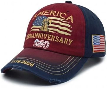 Efdaf USA 250th Anniversary Hat, Adjustable 250th Anniversary Printed Patriotic Baseball Caps, Tribute Retro Washed Hat (#002)