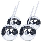 Disco Ball Cup – 4pcs Disco Ball Cups for Party – Fun and Practical Disco Ball Sipper Cups for New Year’s Eve, Bachelorette Party, Bday Party - Disco Ball Tumbler with Straw – Reusable Design