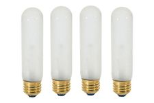 (Pack of 4) 25T10/FR - 25 Watt T10 Frost Tubular - 120V - Medium (E26) Base - Incandescent Light Bulb