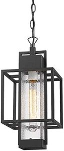 Osimir Outdoor Pendant Light Fixture, 1 Light Exterior Hanging Lantern Porch Light, 14" Outside Lighting for House in Black Finish with Bubble Glass Lamp Shade 2375/1HL