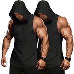 COOFANDY Men's 2 Pack Workout Hooded Tank Tops Bodybuilding Muscle Cut Off T Shirt Sleeveless Gym Hoodies