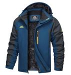 TACVASEN Casual Jackets for Men Warm Fleece Jacket Mountain Ski Parka Outdoor Cotton Windbreaker Jacket Denim Blue