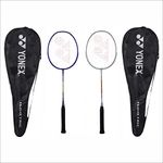 YONEX Aluminium Badminton Racquet Gr 303I Made in India Pack of 2 with Full Cover (Deep Blue/Deep Blue)