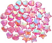 Tupalizy 100PCS Mini Acrylic Beads 9mm Heart Charms and 11mm Star Beads for Jewelry Making Bracelets Necklaces Earrings Keychains Accessory DIY Crafts Valentine Christmas Birthday Gifts (Rose Red)