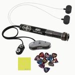 LR Baggs HiFi Acoustic Guitar Pickup System - High-Fidelity Bridge Plate Bundle with 12x Guitar Picks and Liquid Audio Instrument Polishing Cloth