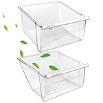 [2 Pack] Upgraded 2188656 Fridge Crisper Drawer (UPPER) & 2188664 Fridge Crisper Bin (LOWER) Compatible with Whirlpool Kenmore Refrigerator Drawers with Humidity Control, Food-grade Materials