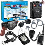 Deluxe All-in-One 8pcs Police Accessories Role Play Set for Kids, Police Gear Toys Include Police Badge, Handcuffs, Belt