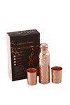 Copper-Master Modern Hammered Copper Bottle Gift Set with 2 Copper Glasses with Ayurvedic Health Benefits Used for Household and Gifting Purposes