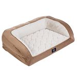 Serta Orthopedic Quilted Couch Dog Bed for Pets – Desert Sand (Large)