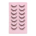 Oreola Manga Lashes Natural Look Wispy Spiky Lashes 7 Pairs Asian 3D False Eyelashes Crossed Anime Lashes Look Like Individual Lashes Cluster