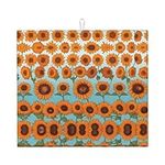 YYHWHJDE Orange Sunflower Wallpaper pattern Drying Mat for Kitchen : Water absorbent, non-slip, reversible With lanyard for hanging 18 x 16 in