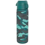 ION8 500ml Water Bottle, BPA Free, Leakproof, Dishwasher Safe, Easy Open, Secure Lock, Clear Drinks Bottle for Boys & Girls, Small Gym Sports Drinking Water Bottle 500ml, Aqua, Camo Design