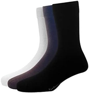 Van Heusen Mens Cotton Full Length Socks (Pack of 3) White, Brown, Black