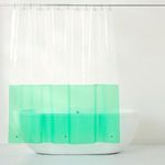 TOWN & COUNTRY PLAY Ciara Mod Colorblock Clear 100% PEVA Shower Curtain Liner with Anti-Rust Grommets, Waterproof, Clear/Green, 70"x72"