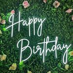 Large Happy Birthday Neon Signs LED Birthday Light Sign for Backdrop Birthday Party Decorations, Happy Birthday Light Up Sign with Dimmable Switch (Cool White (2 Line))