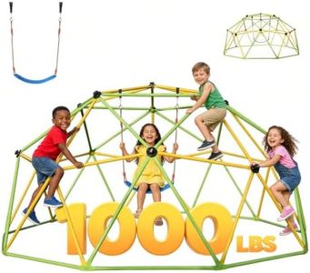 10FT Climbing Dome with Swing, Backyard Jungle Gym for Kids Ages 3-8 | ASTM-certified Climbing Structures, Holds up to1000lbs, Hot-dip Galvanized Steel, Rust-resistant Geometric Climber, Green