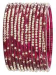 LAVAZZA Latest Glass Bangles Set with Golden Zircon Diamond & Beads Work For Women & Girls | Kaanch kee choodiyaan | Kada For Women 2.6 | Glass Bangle-(Shivani-Wine-2.6)