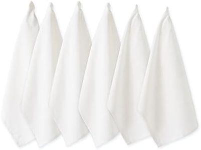 DII Cotton Solid Flat Weave Dish Towels, 18 x 28 Set of 6, Absorbent Monogrammable Kitchen Towels for Cooking and Baking-White