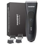Manscape Pubic & Body Hair Trimmer for Men, Electric Ball Trimmer Body shavers for Men, Hypoallergenic Ceramic Blade, Waterproof Wet/Dry Groin & Pubic Shaver Groomer, 20 Times Usage (Black)