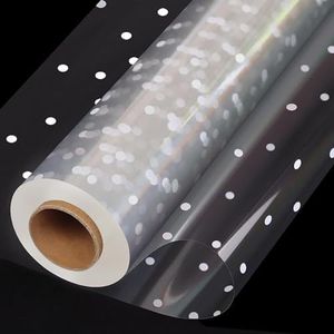 Weforu Clear Cellophane Wrap Rolls with White Dots 40cm x 30m , 2.5 Mil Transparent Crystal Clear Cellophane Wrapping Paper for Hampers, Gifts, Toys, Arts & Crafts, Florist Flowers, Treats Wrapping (Dot)