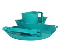 Lifeventure Ellipse Reusable 4-Piece Tableware Set: Knife/Fork/Spoon, Plate, Bowl, Mug For Camping, Travel & Outdoor - Teal