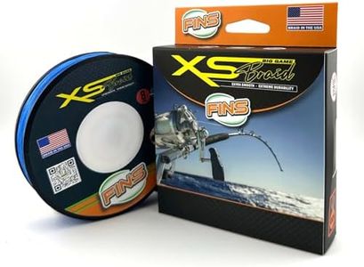 FINS XS Big Game Braid - USA Made - 8-End Round Abrasion Resistant Braided Fishing Line for Freshwater/Saltwater Trolling and Bottom Fishing - Blue - 100 lb - 4000 Yds
