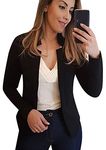 OMZIN Women's Blazers Solid Color Open Front Long Sleeve Casual Blazer Jacket Work Office Blazer Outwear Blk XXL